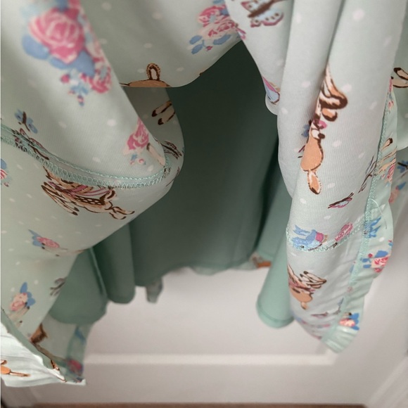 Adorable Mint Green Banned Bambi Deer Blue Bird 50s Retro Style Dress. S - Picture 9 of 10